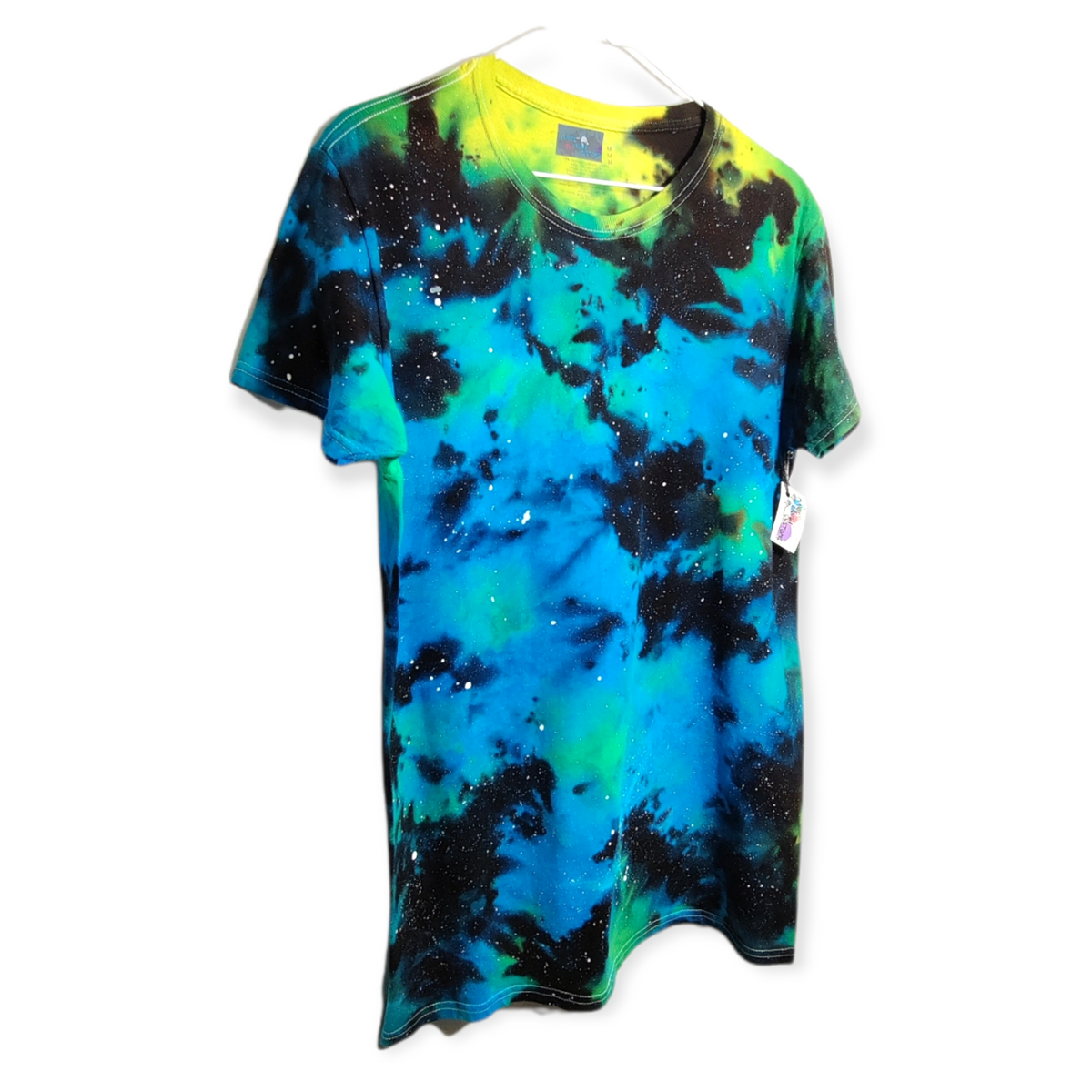 Galaxy tie-dye on black t-shirt