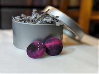 Pink Galaxy Button Earrings